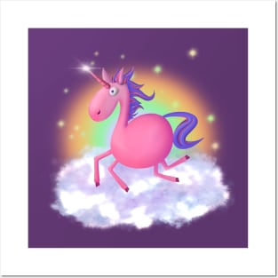 Magical Grace Face Unicorn Transcends Reality! Colorful Rainbow Fantasy Posters and Art